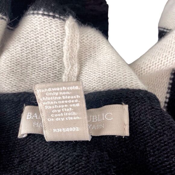 BANANA REPUBLIC Open Cardigan Size Small Long Sleeve Wool Colorblock Black White - Picture 9 of 13